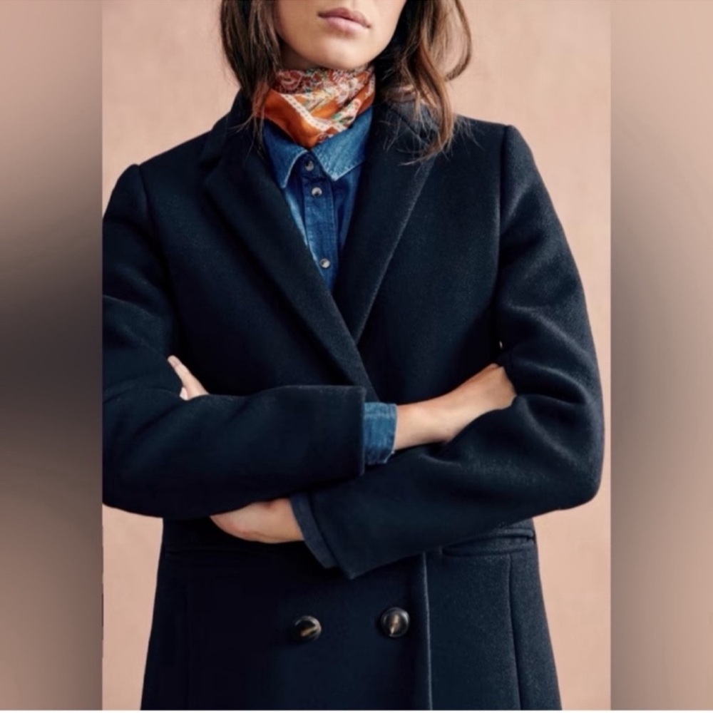 Sezane Johnson Coat Peacoat Wool Navy Blue Size 34 US 2 - Picture 2 of 11